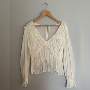 Free People Cream Layered Blouse